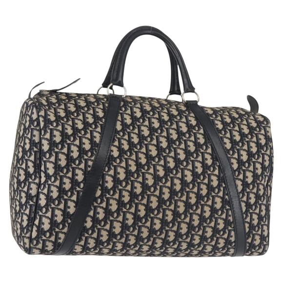 DIOR Trotter Canvas Boston Bag Navy Silver - Picture 1 of 12